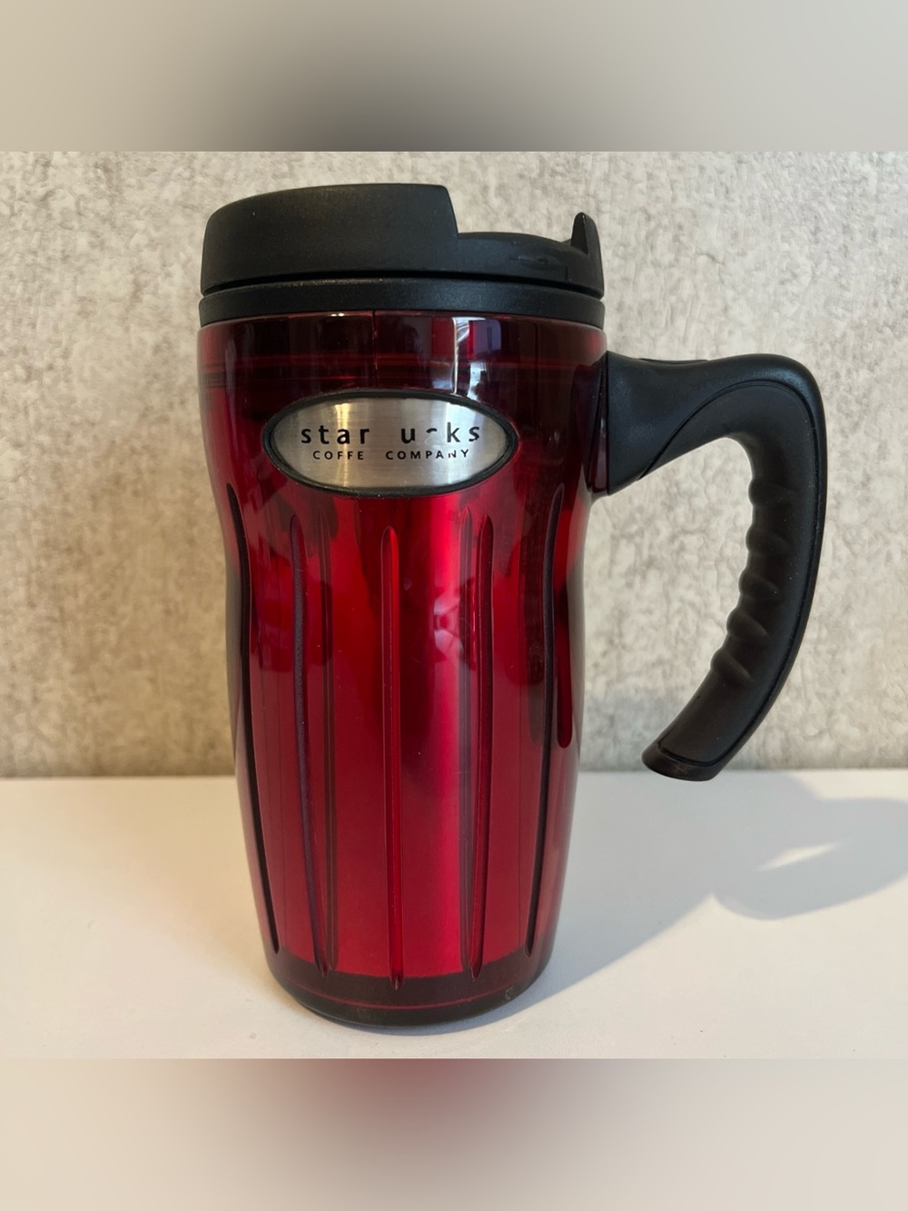 Starbucks Barista Lucy Groovy 12 oz Red Coffee Mug with Black Handle Rare 2002
